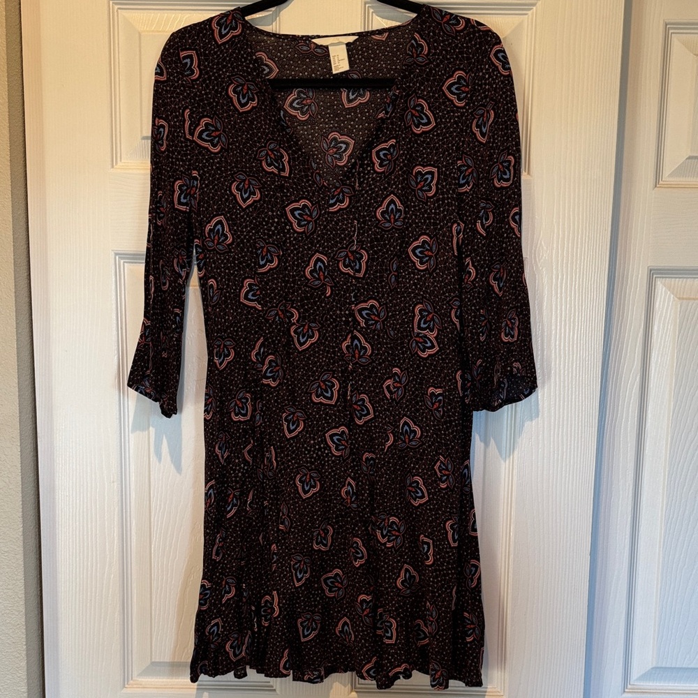 H&M Black and Pink Floral Mini Dress